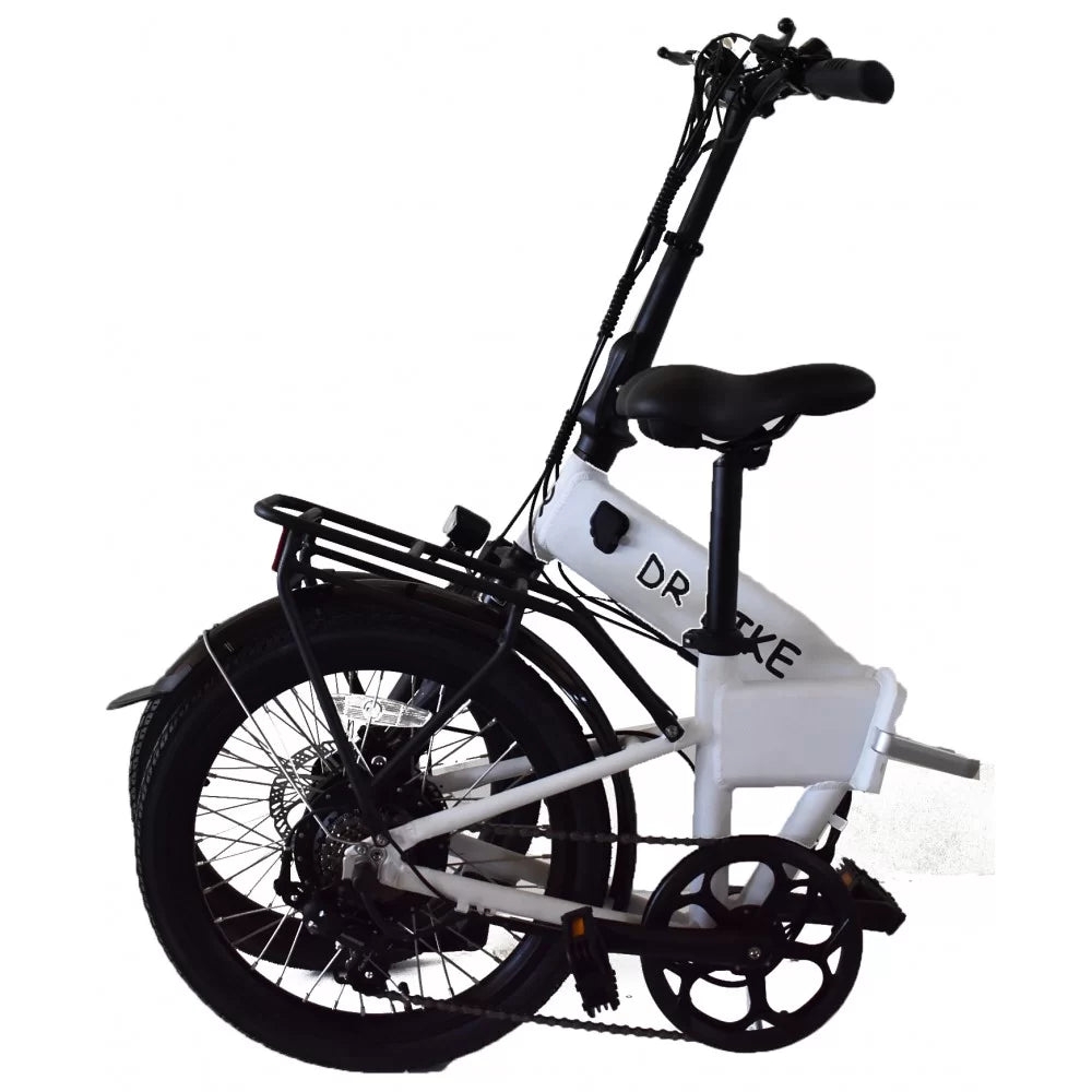 DR Bike 48V Aluminum Folding Electric Bike with SHIMANO Gears 20 Inches White B06EF