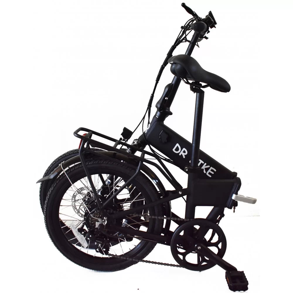 DR Bike 48V Aluminum Folding Electric Bike with SHIMANO Gears 20 Inches Black B06EF