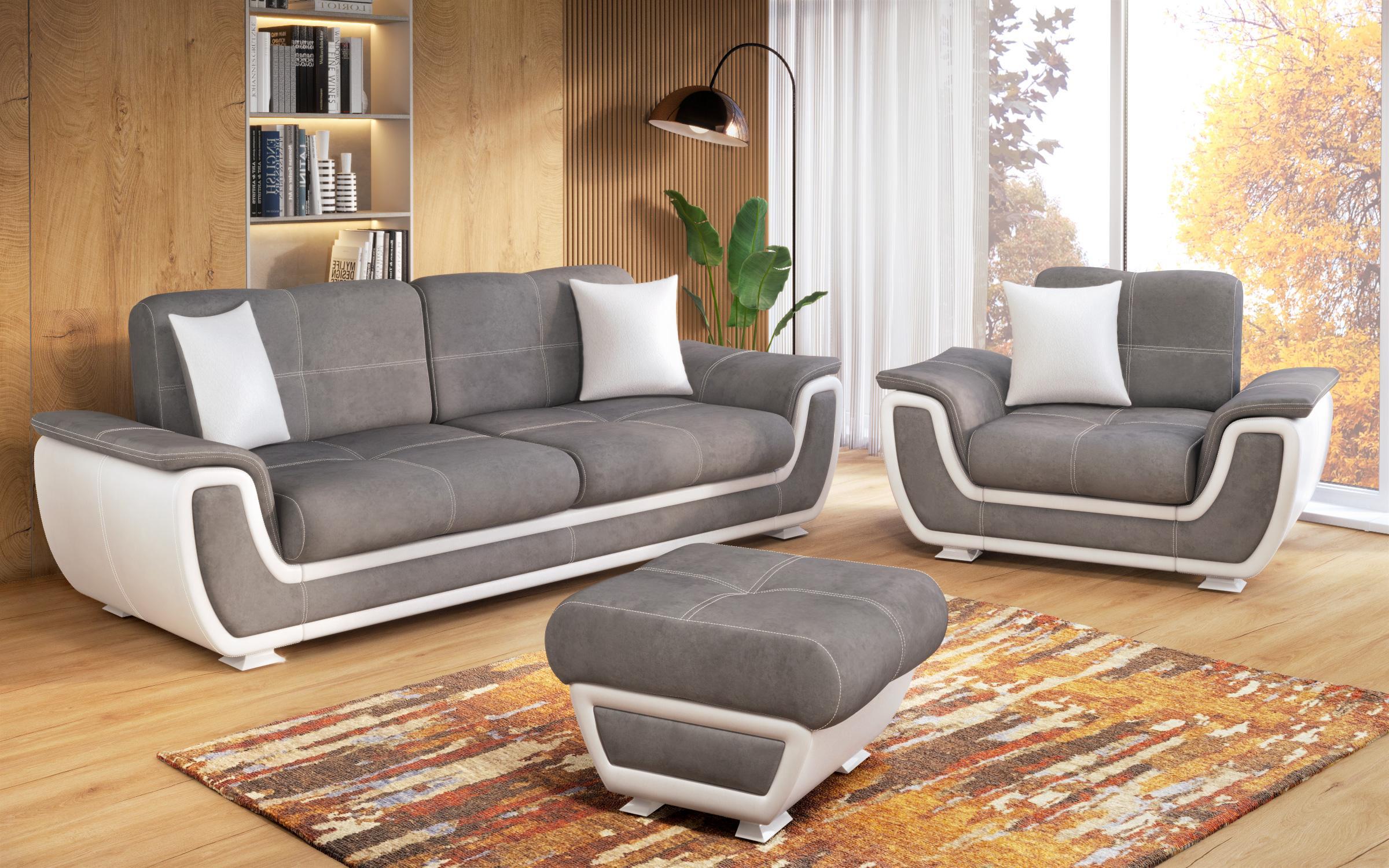 Stool Jimenez 6983 grey + white skin