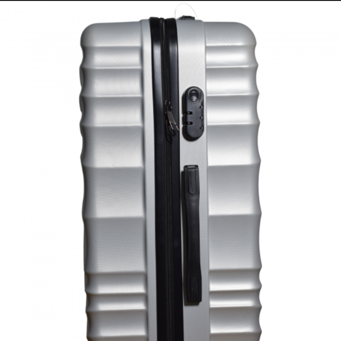 Set of 3 Travel Suitcases 75cm x 49cm x 31cm ABS WAVE-3113-SILVER