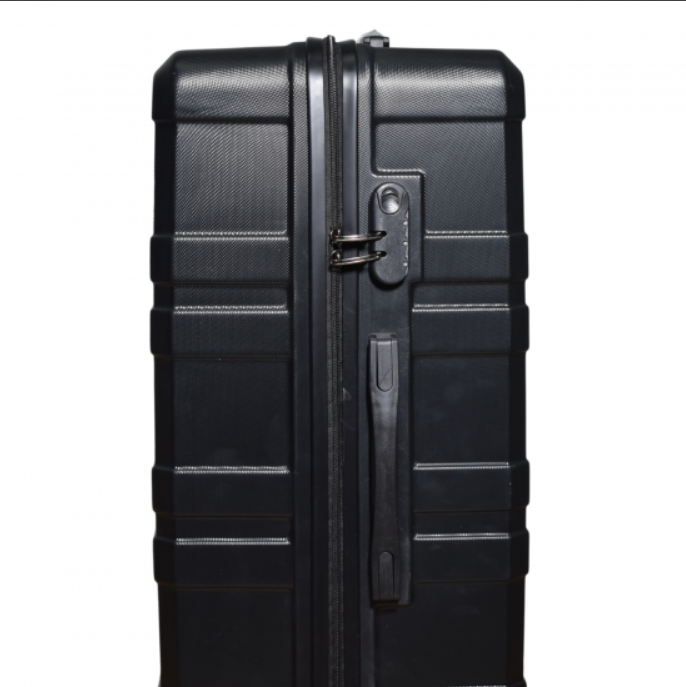 Set of 3 Travel Suitcases 75cm x 49cm x 31cm ABS STRIPES-3119-BLACK