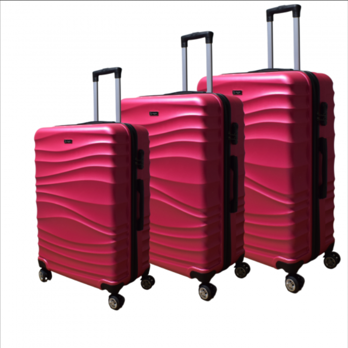 Set of 3 Travel Suitcases 75cm x 49cm x 31cm ABS WAVE-3113-ROSERED