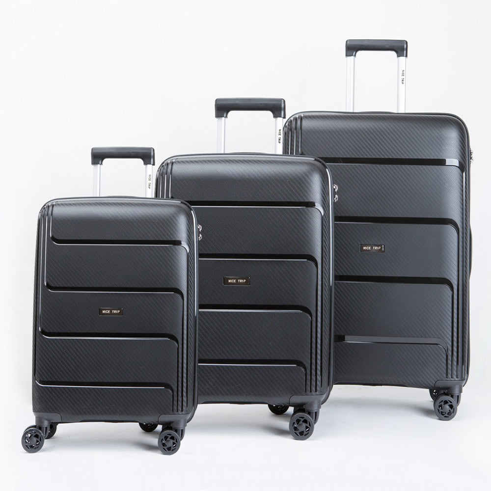 Set of Travel Suitcases 3 pieces and dimension 77*53*30cm PPZ-1401-BLACK