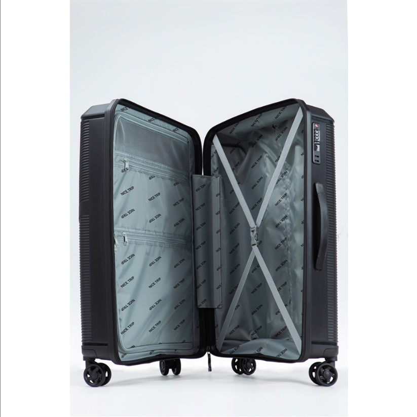 Set of Travel Suitcases 3 pieces and dimension 77*53*30cm PPZ-1401-BLACK