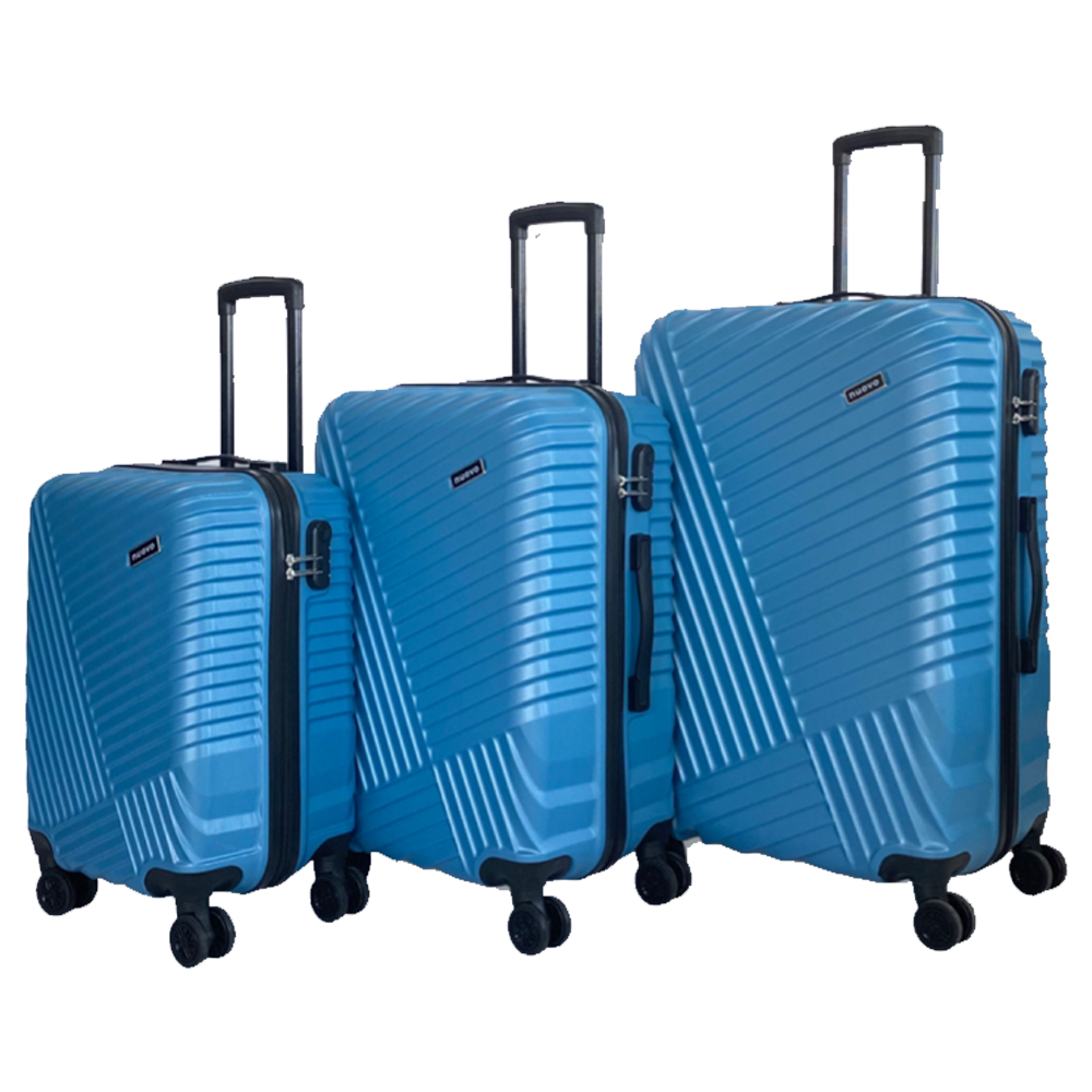 Set of Travel Suitcases 3 pieces and dimension 76*49*32cm ABS PYRAMIDSTS3 BLUE