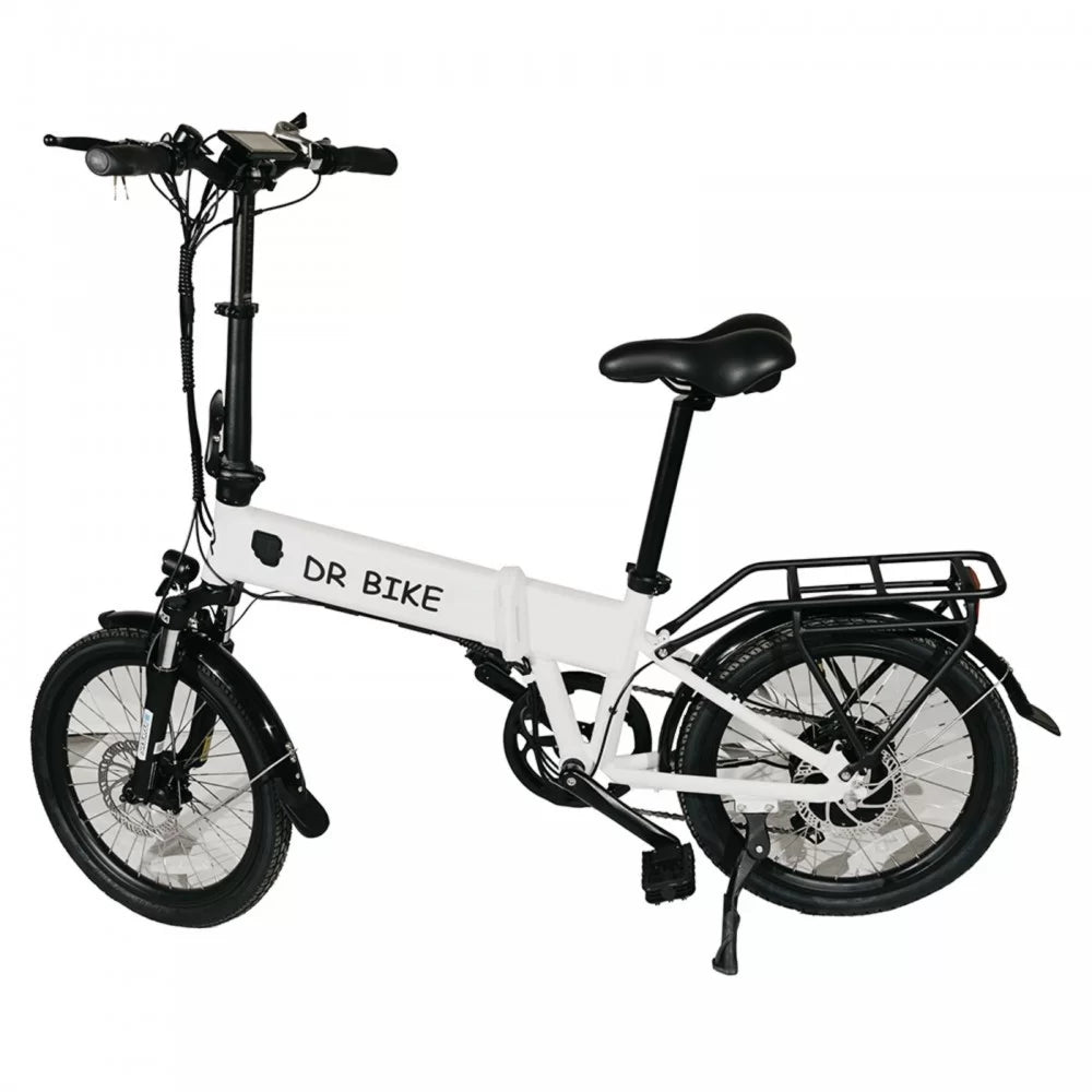 DR Bike 48V Aluminum Folding Electric Bike with SHIMANO Gears 20 Inches White B06EF