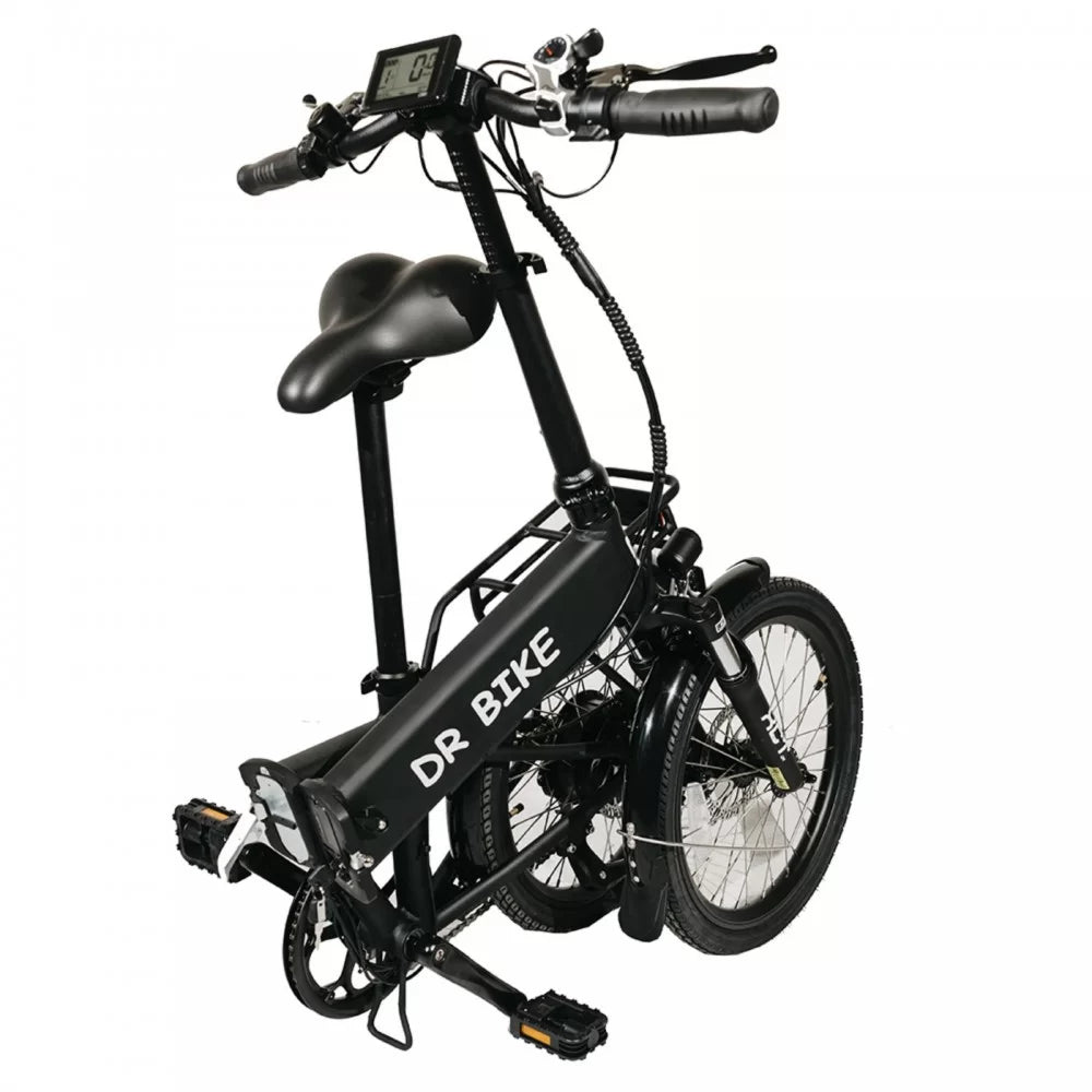 DR Bike 48V Aluminum Folding Electric Bike with SHIMANO Gears 20 Inches Black B06EF