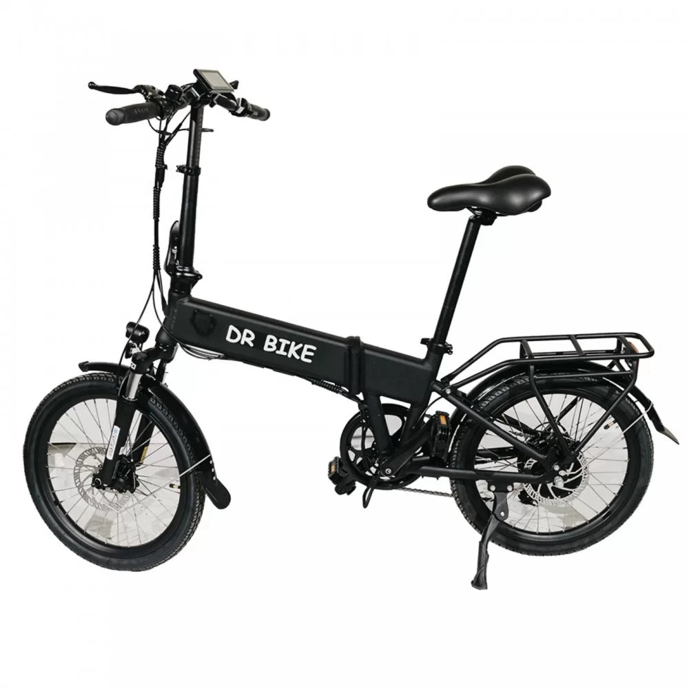 DR Bike 48V Aluminum Folding Electric Bike with SHIMANO Gears 20 Inches Black B06EF