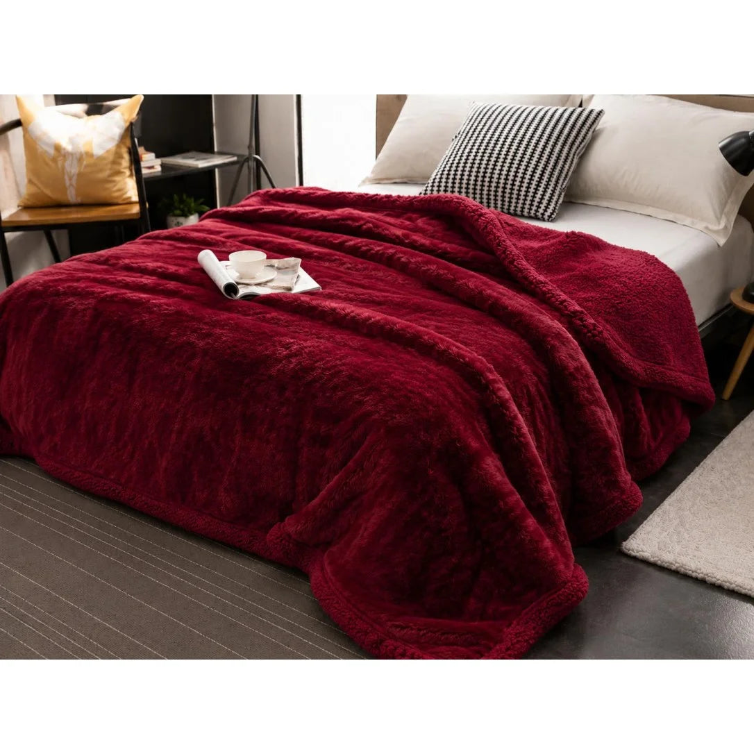 Fur Blanket RABBIT FUR Double 240x220 cm. RED KOUB-1515
