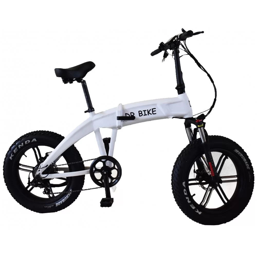 DR Bike 48V Aluminum Folding Electric Bike with SHIMANO Gears 20 Inches White B10EF