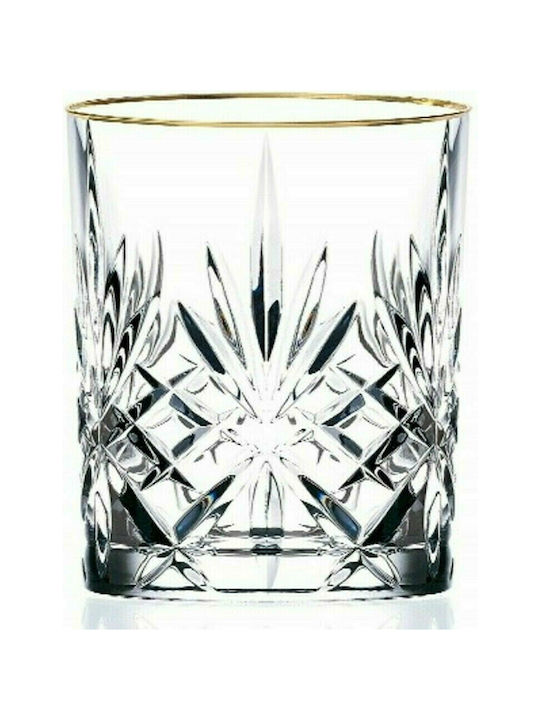 Melodia Set of Crystal Whiskey Glasses Gold Stripe 310ml 6pcs