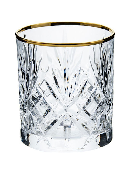 Melodia Set of Crystal Whiskey Glasses Gold Stripe 310ml 6pcs