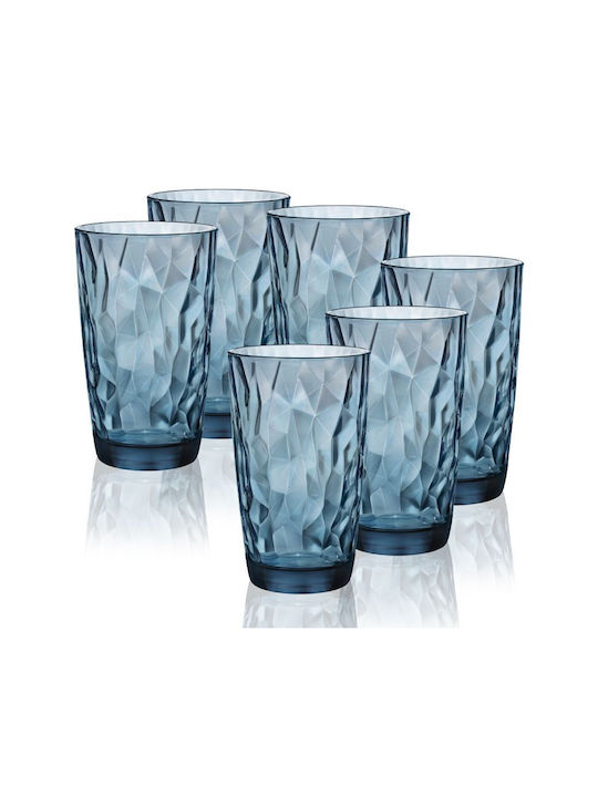 Rosco Diamond Set of Water Glasses Blue 470ml 6pcs