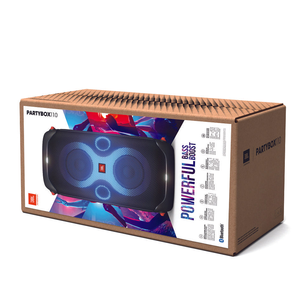 JBL Partybox 110, Portable BT Party Speaker, IPX4, Lights, Wheels
