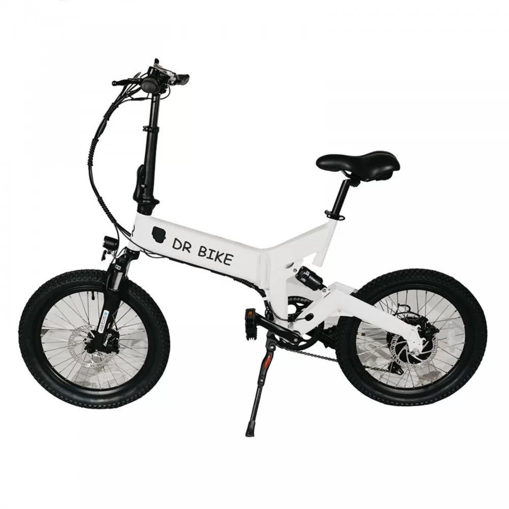 DR Bike 48V Aluminum Folding Electric Bike with SHIMANO Gears 20 Inches White B06EMW