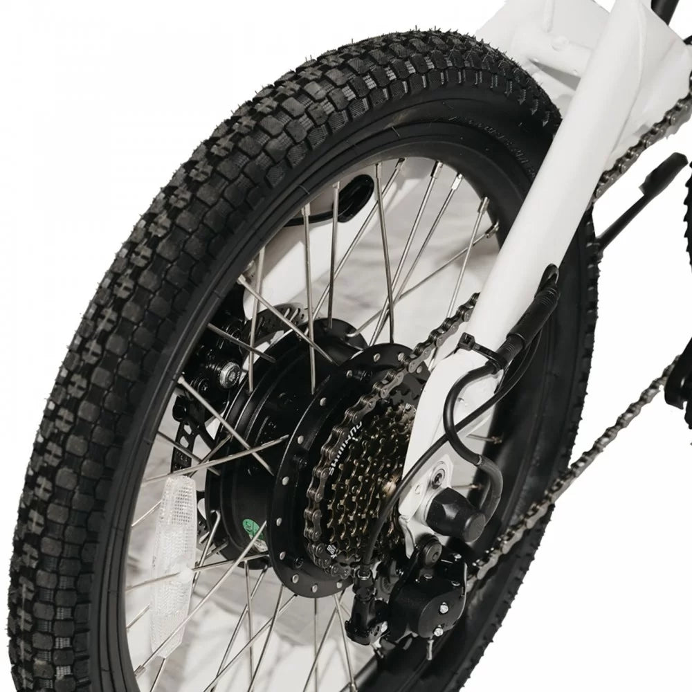DR Bike 48V Aluminum Folding Electric Bike with SHIMANO Gears 20 Inches White B06EMW