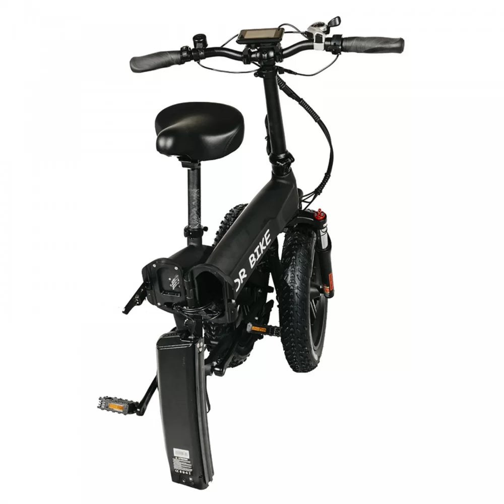 DR Bike 48V Aluminum Folding Electric Bike with SHIMANO Gears 20 Inches Black B10EF