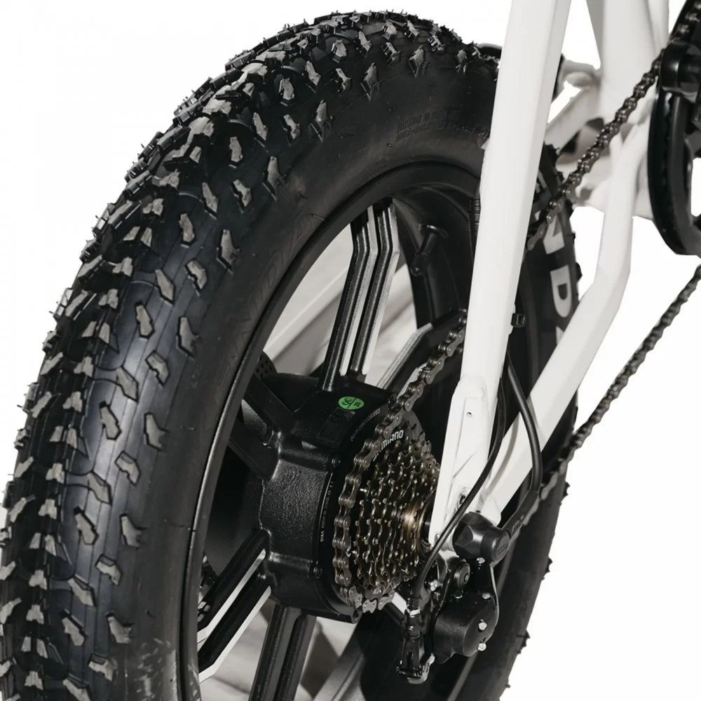 DR Bike 48V Aluminum Folding Electric Bike with SHIMANO Gears 20 Inches White B10EF