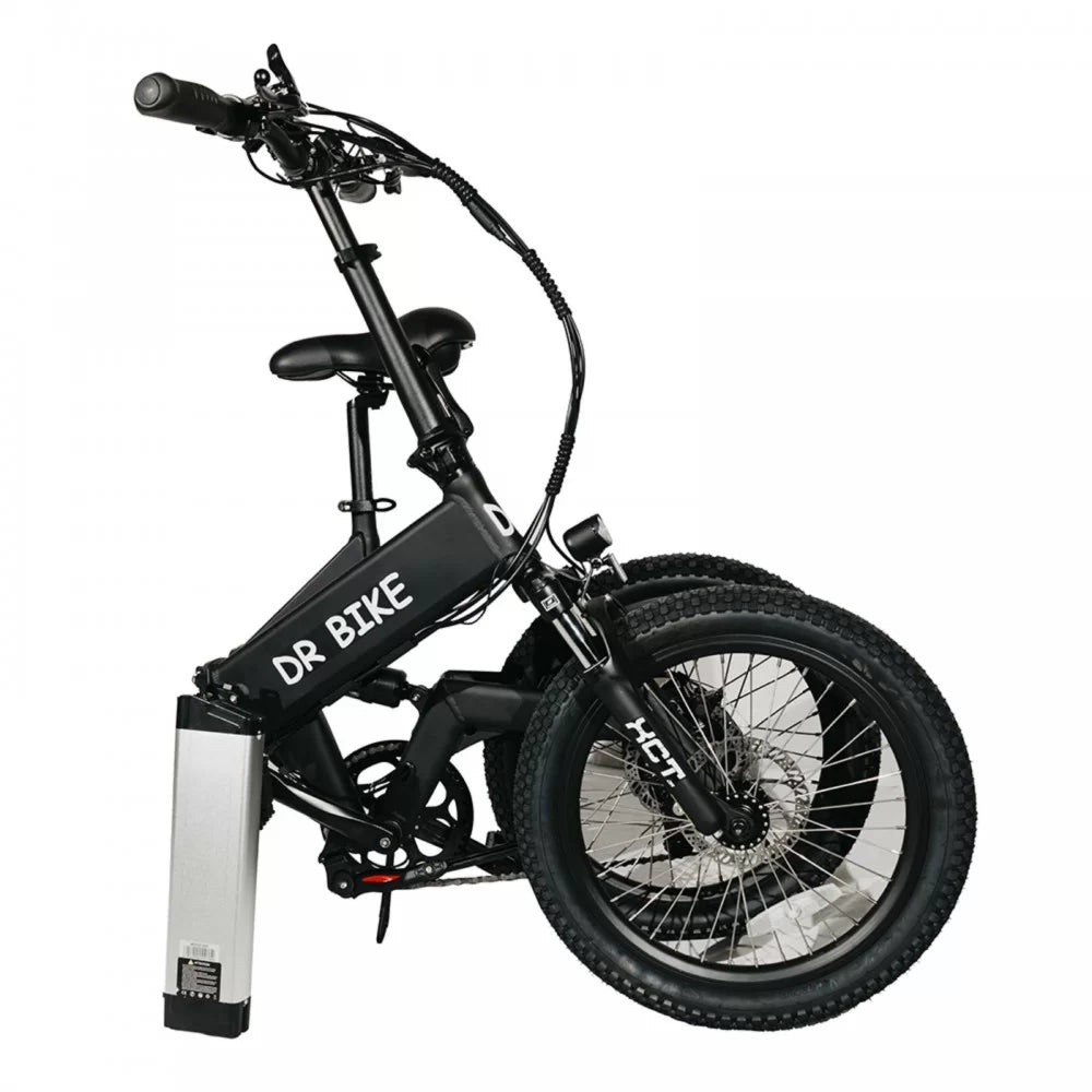 DR Bike 48V Aluminum Folding Electric Bike with SHIMANO Gears 20 Inches Black B06EM