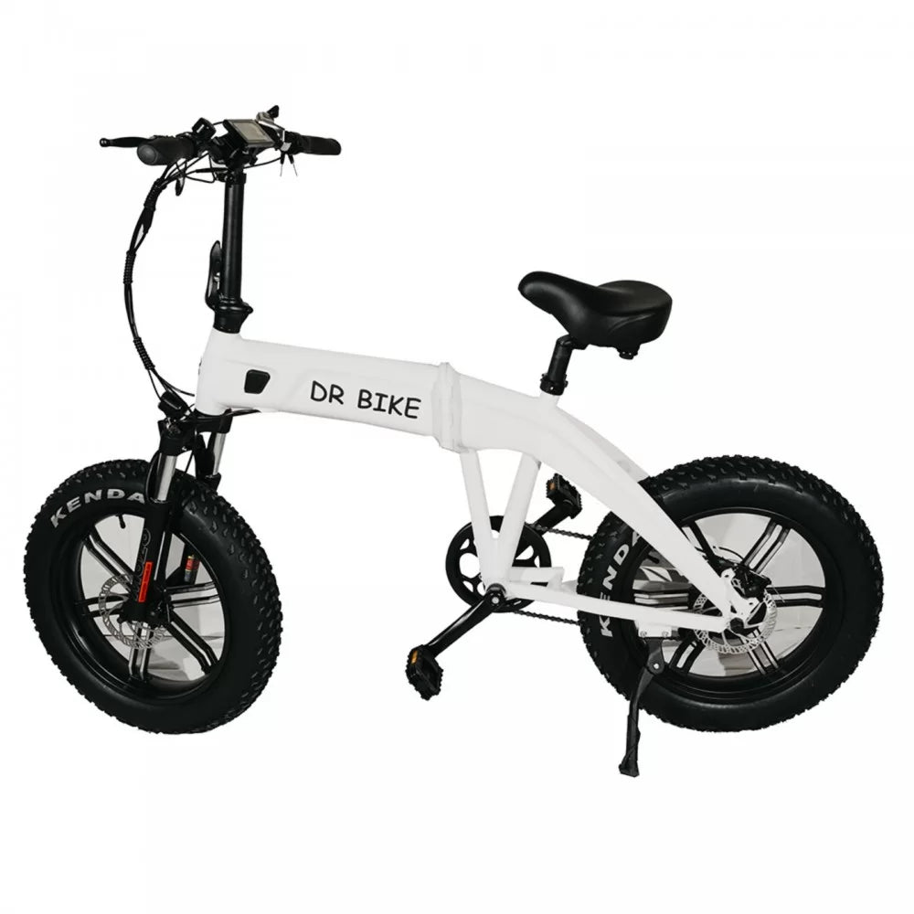 DR Bike 48V Aluminum Folding Electric Bike with SHIMANO Gears 20 Inches White B10EF