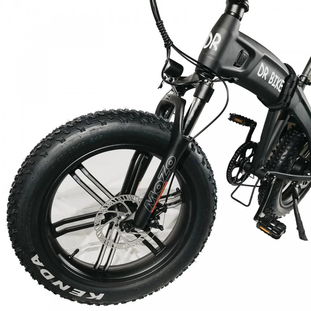 DR Bike 48V Aluminum Folding Electric Bike with SHIMANO Gears 20 Inches Black B10EF
