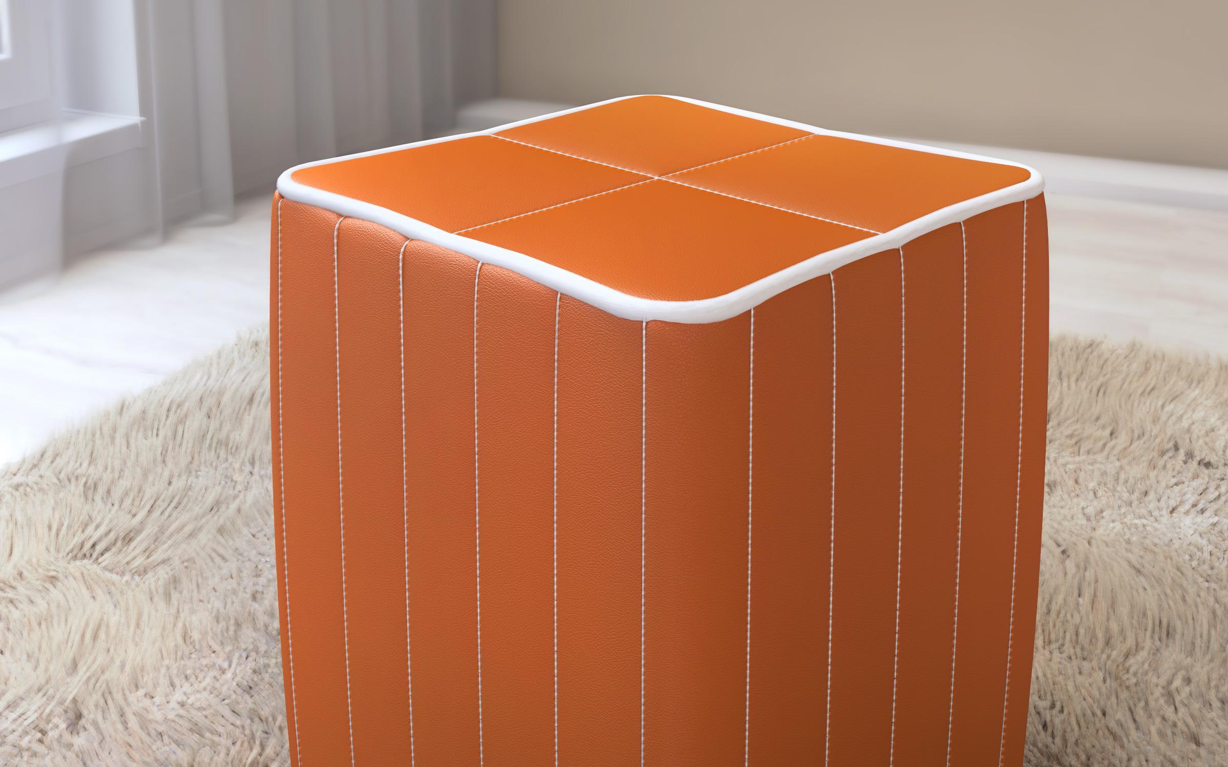 Stool Lemina 3328 orange + white seam