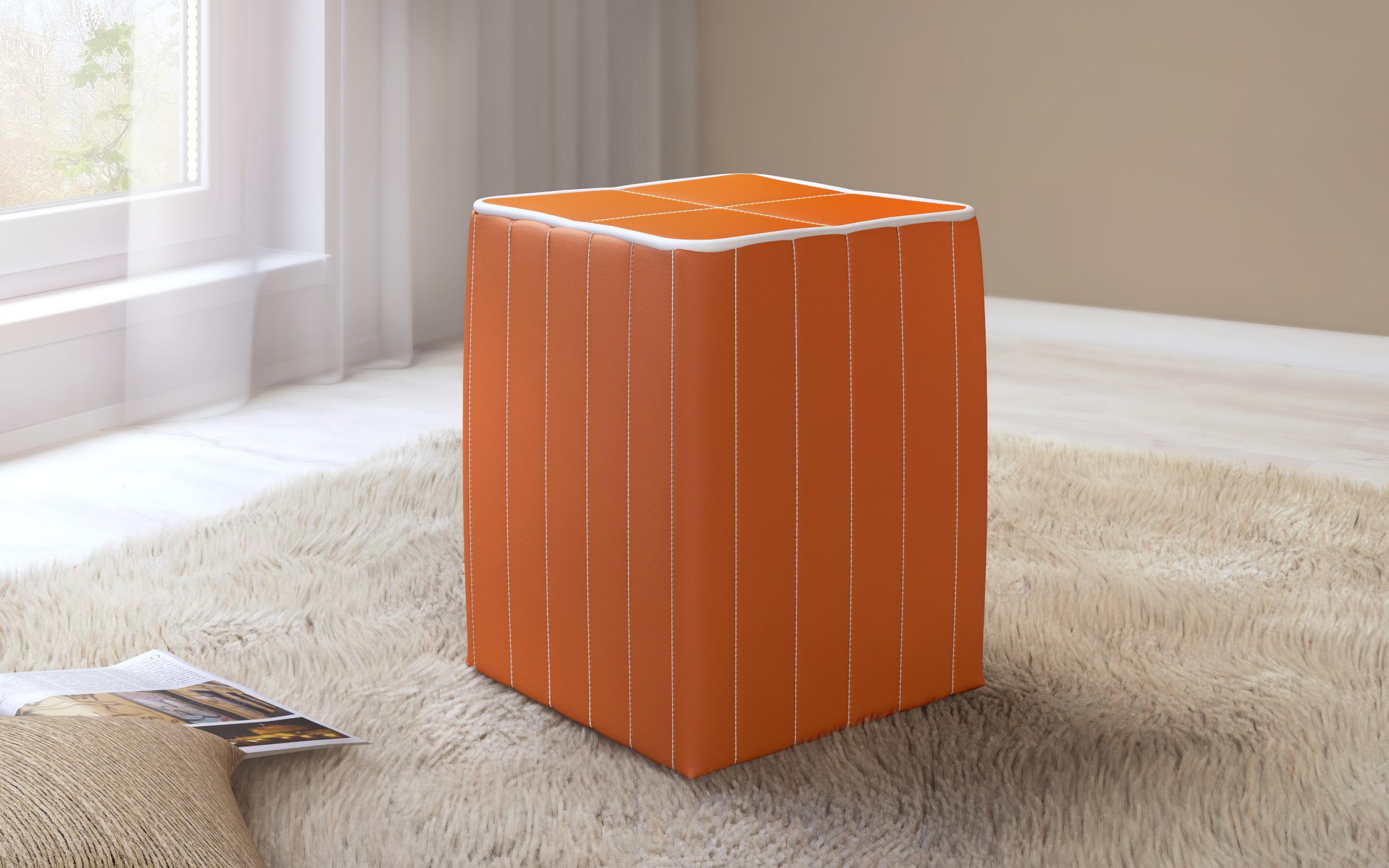 Stool Lemina 3328 orange + white seam