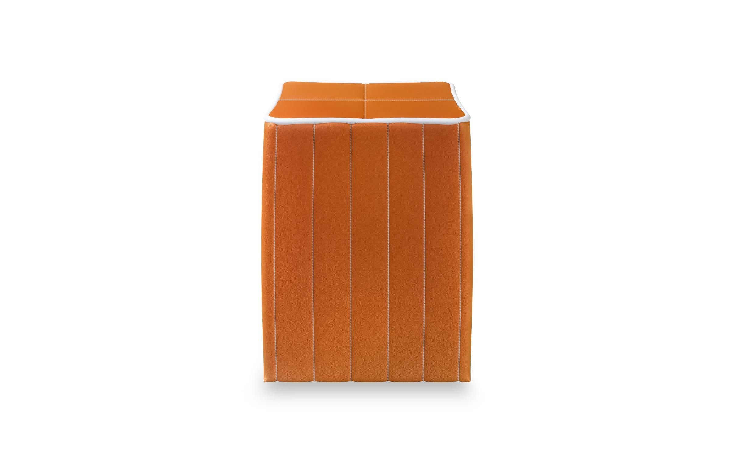 Stool Lemina 3328 orange + white seam