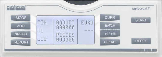 Ratiotec Rapidcount T275 Високоскоростен брояч на банкноти със смесено броене 1000/min & UV| IR Откриване на фалшификати