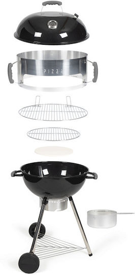 Livoo Скара на дървени въглища от неръждаема стомана Kettle с капак и термометър 54x54 cm.