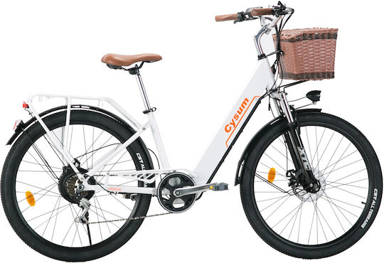 Cysum Cityrun 26" White Електрически градски велосипед
