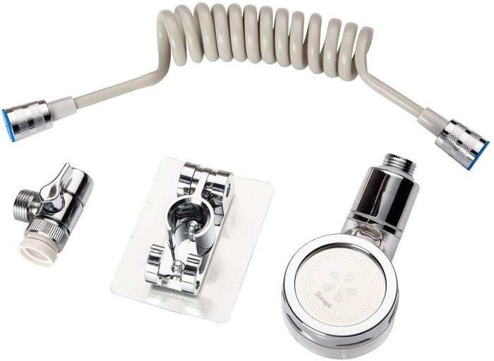 Faucet extension with shower handle