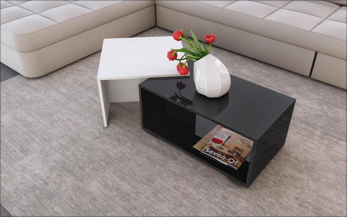 Coffee table Stefan 8330 black + white glossy
