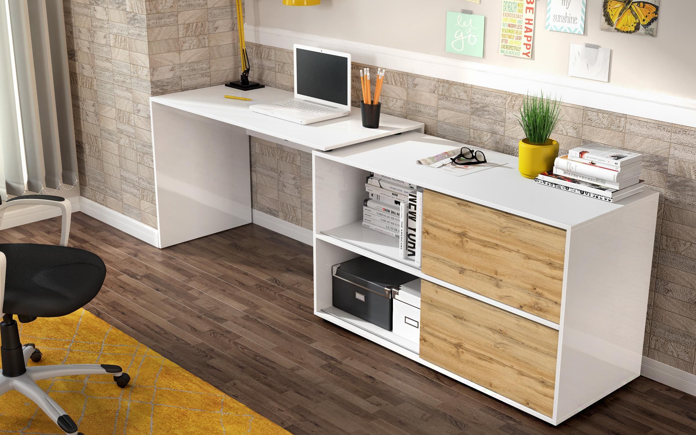Office Sonar 5353 white glossy + oak vottan