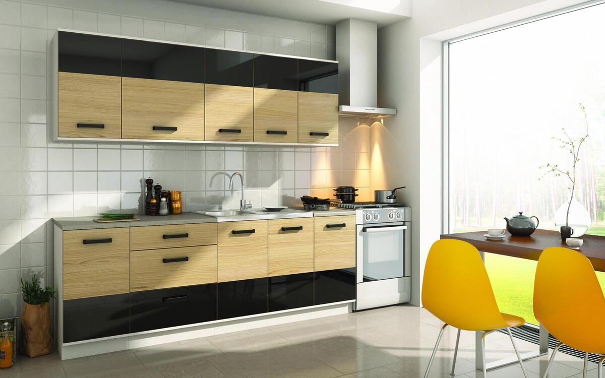 Kitchen composition Havannah 2.20m sonoma oak + black gloss