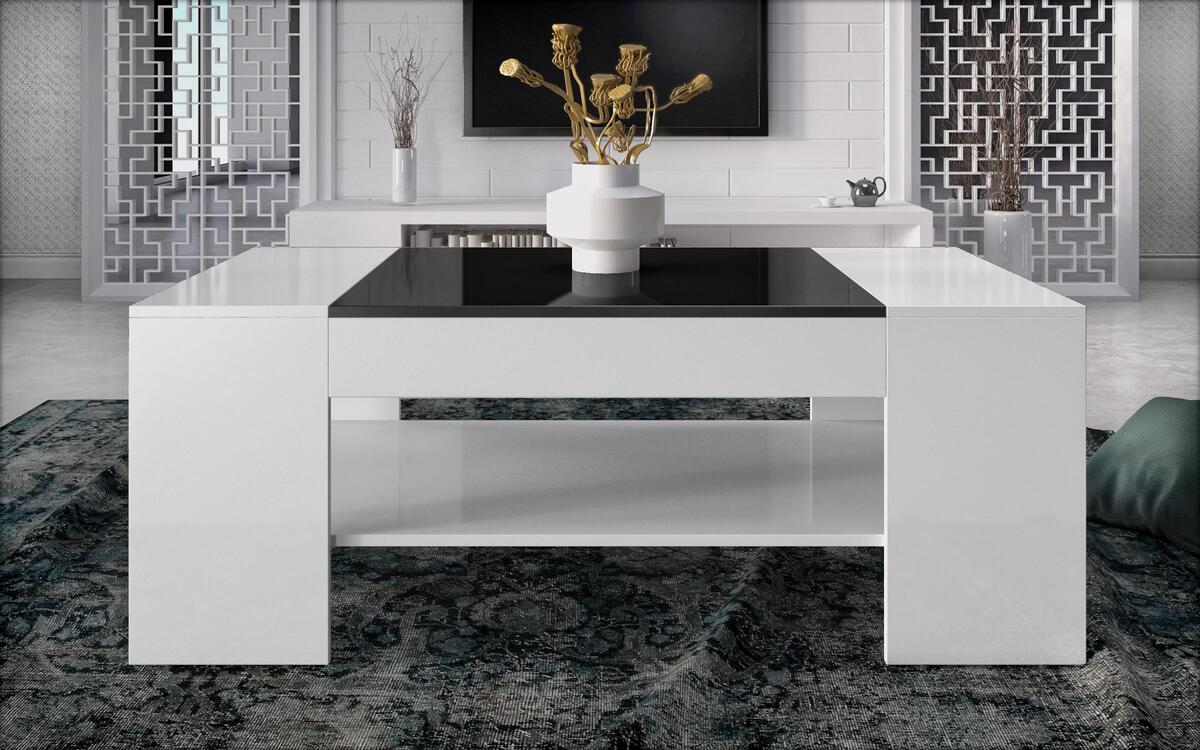 Coffee table Sarp 1353 black + white glossy