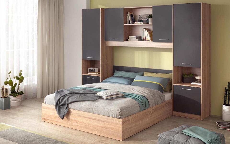 Bedroom set Diego 160x200 oak sonoma + anthracite matte