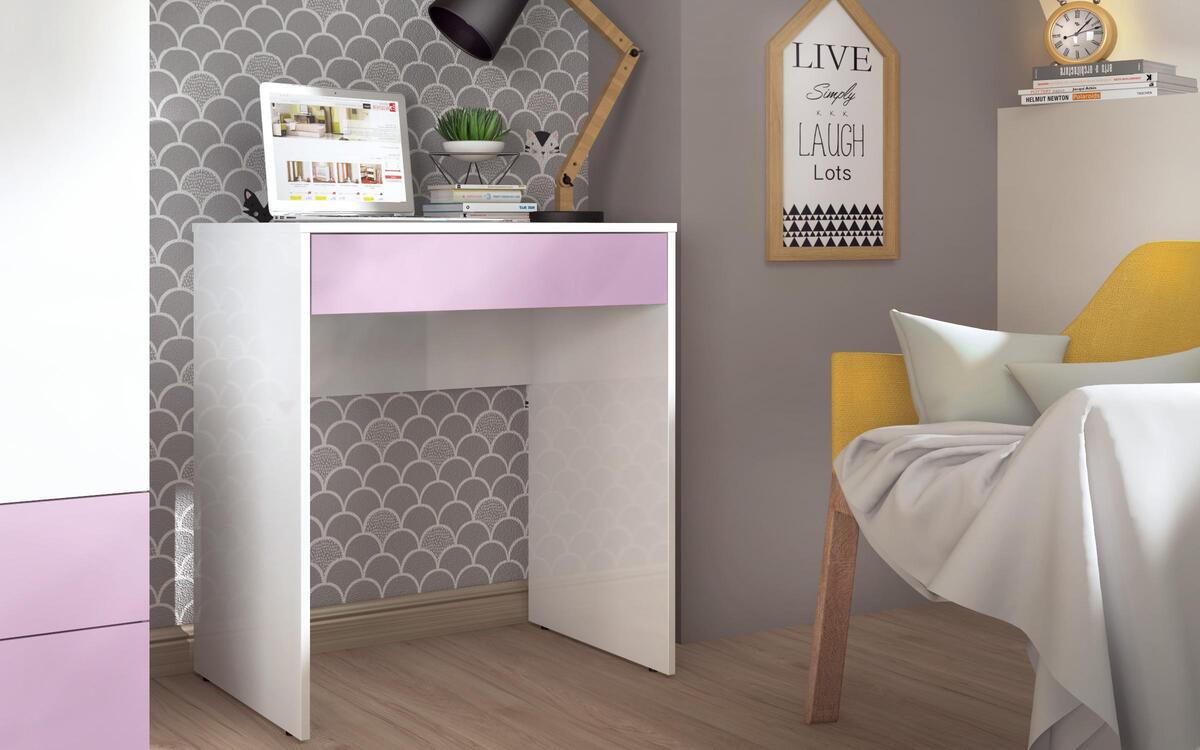 Children's bedroom set Michel 90x200 white glossy + purple glossy