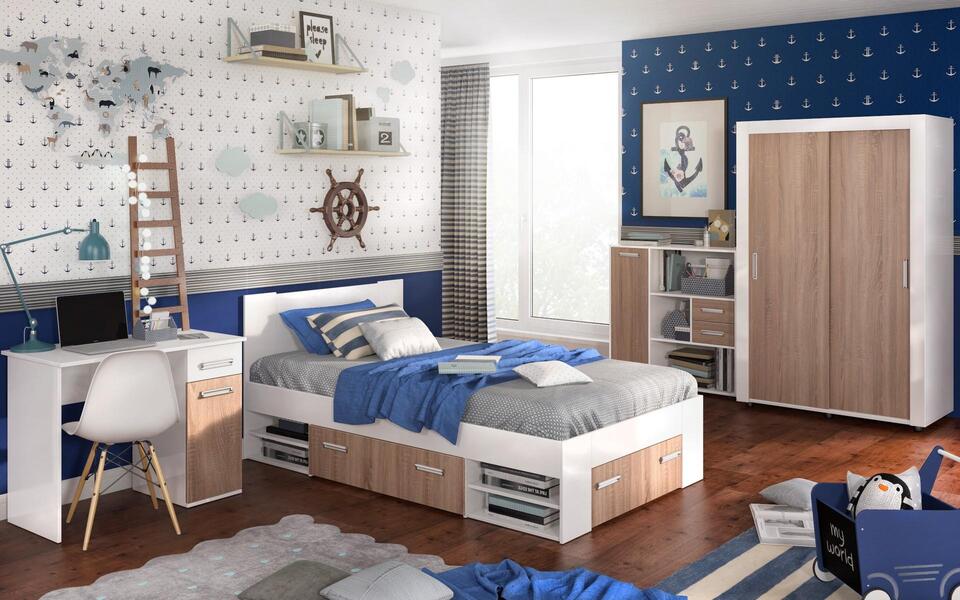 Children's bedroom set Nautilus 120x200 oak sonoma + white glossy