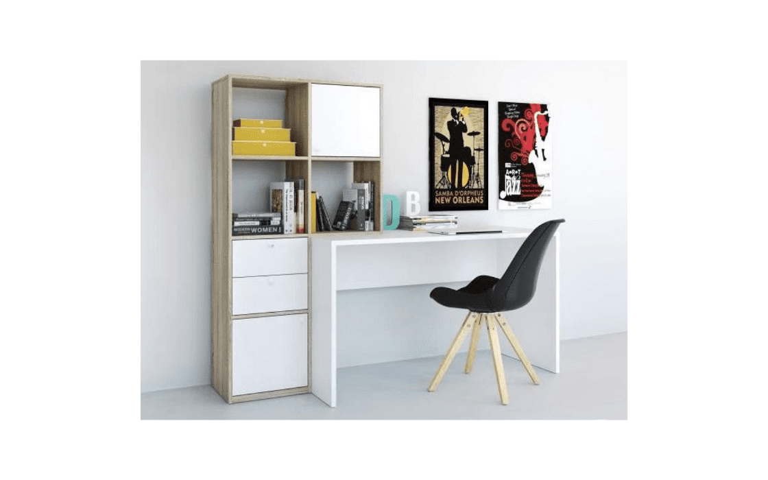 Office with composition Alecto 3589 white + oak sonoma