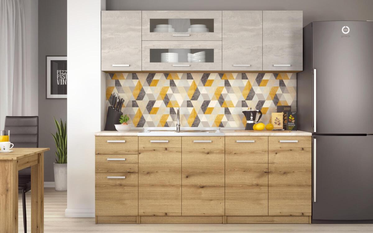 Kitchen composition Darvin 2.00 m. oak evok + beton