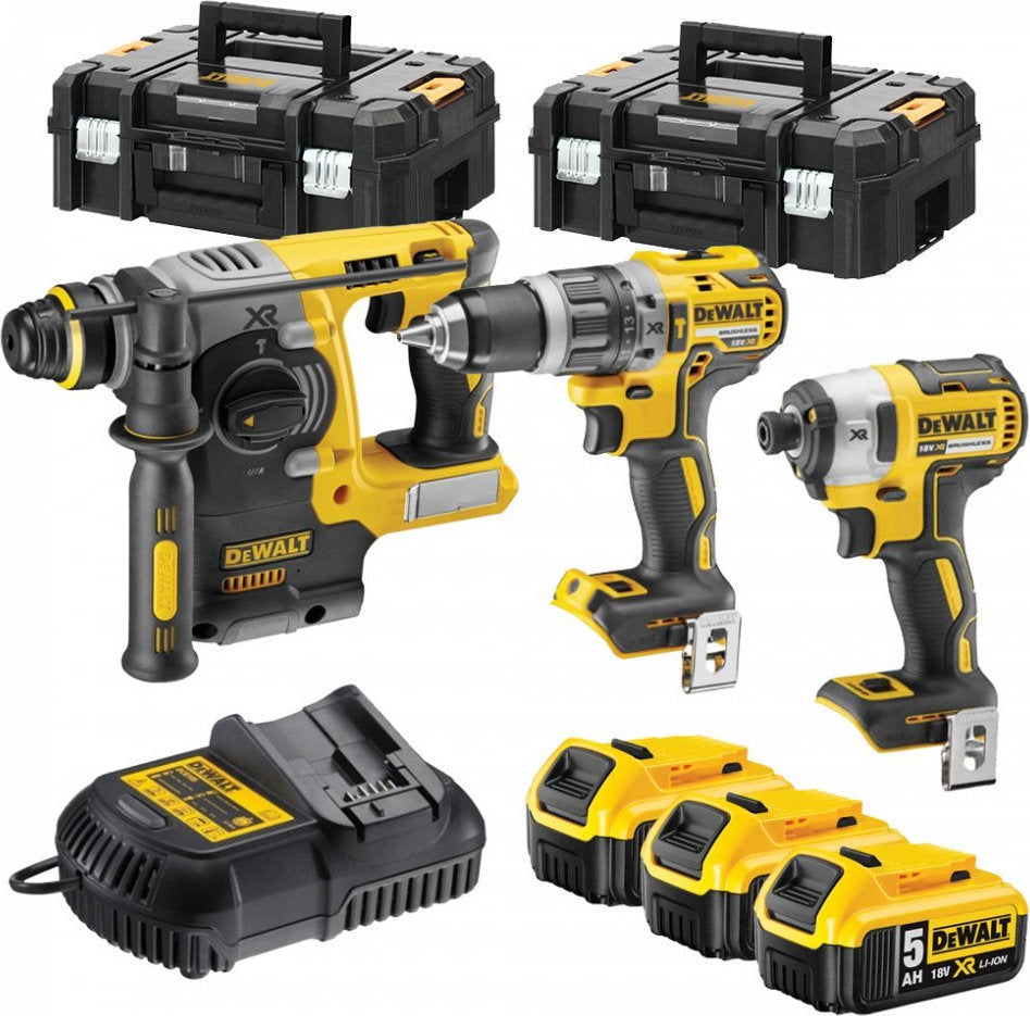 Dewalt 18V Impact Drill & Impact Driver & Gun Set with 3x5Ah Batteries and Case DCK368P3T