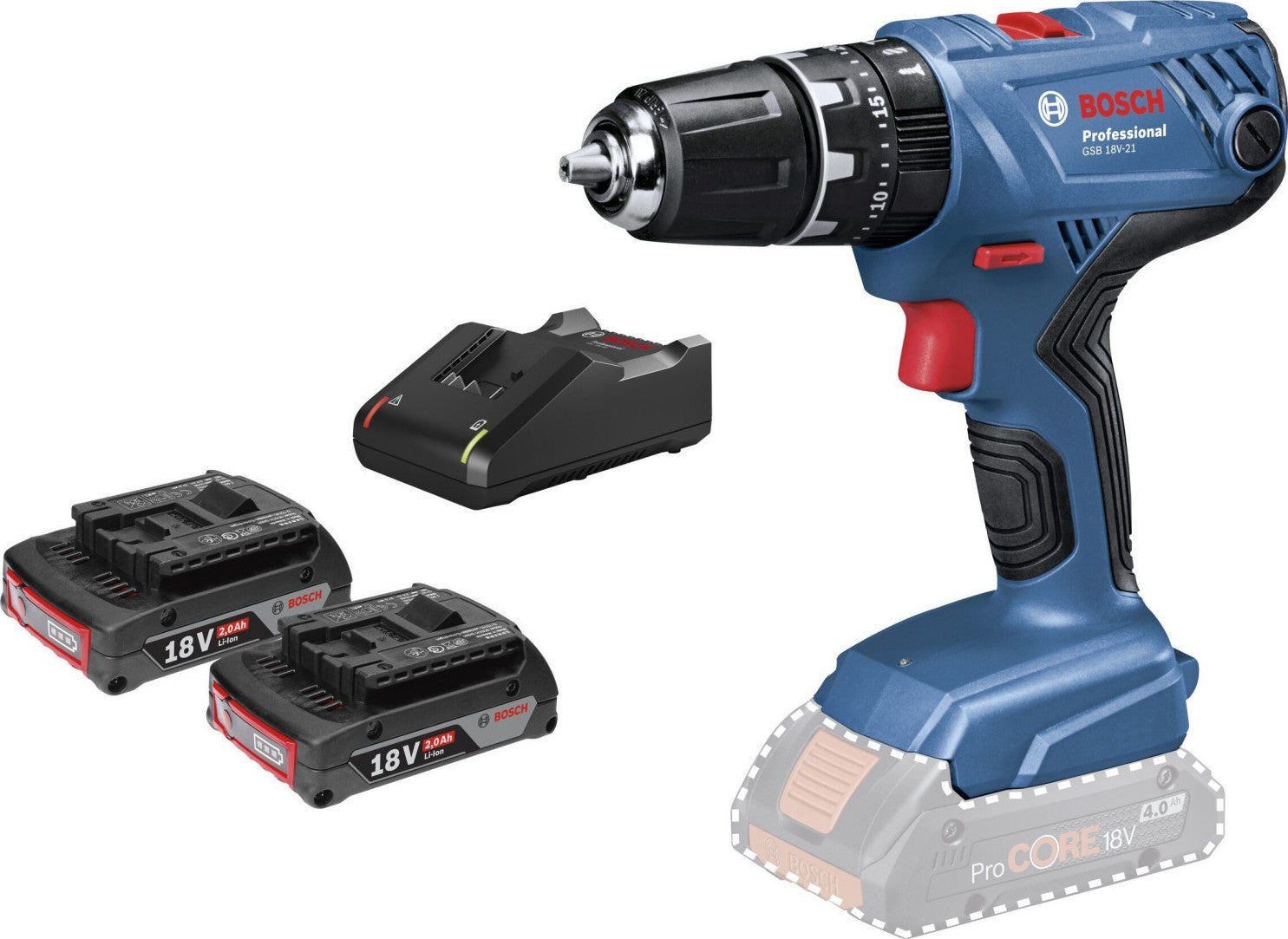 Bosch GSB 18V-21 Impact Drill Battery 18V 2x2Ah 19011784