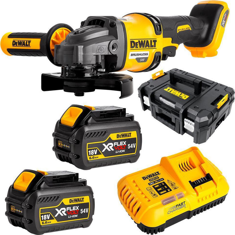 Dewalt Angle Grinder 54V 125mm Battery 2x6Ah DCG414T2