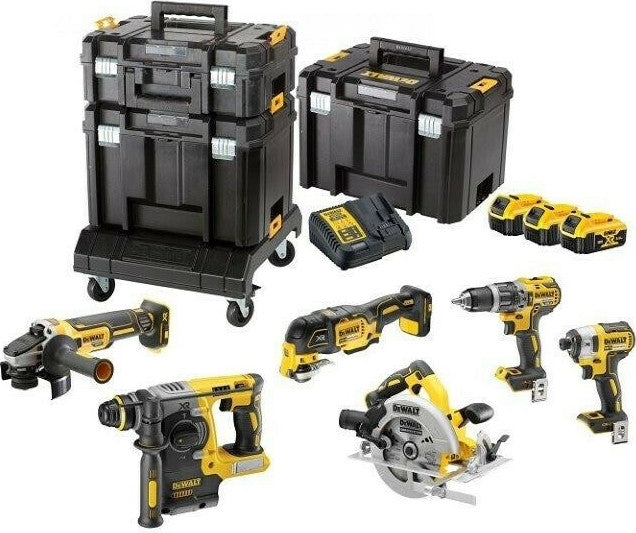 Dewalt 18V Circular Saw & Drill & Impact Driver & Saw & Torch Set with 3x5Ah Batteries and Case DCK685P3T
