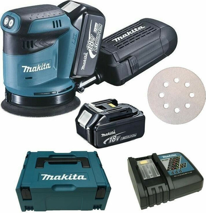 Makita Eccentric Grinder 125mm 18V 2x5Ah with Speed Control and Suction System DBO180RTJ