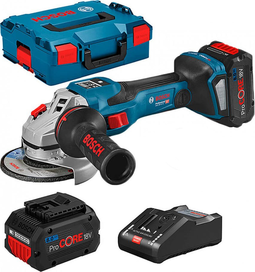 Bosch GWS 18V-15 SC Angle Grinder 125mm Battery 2x8.0Ah with Speed Control 06019H6101