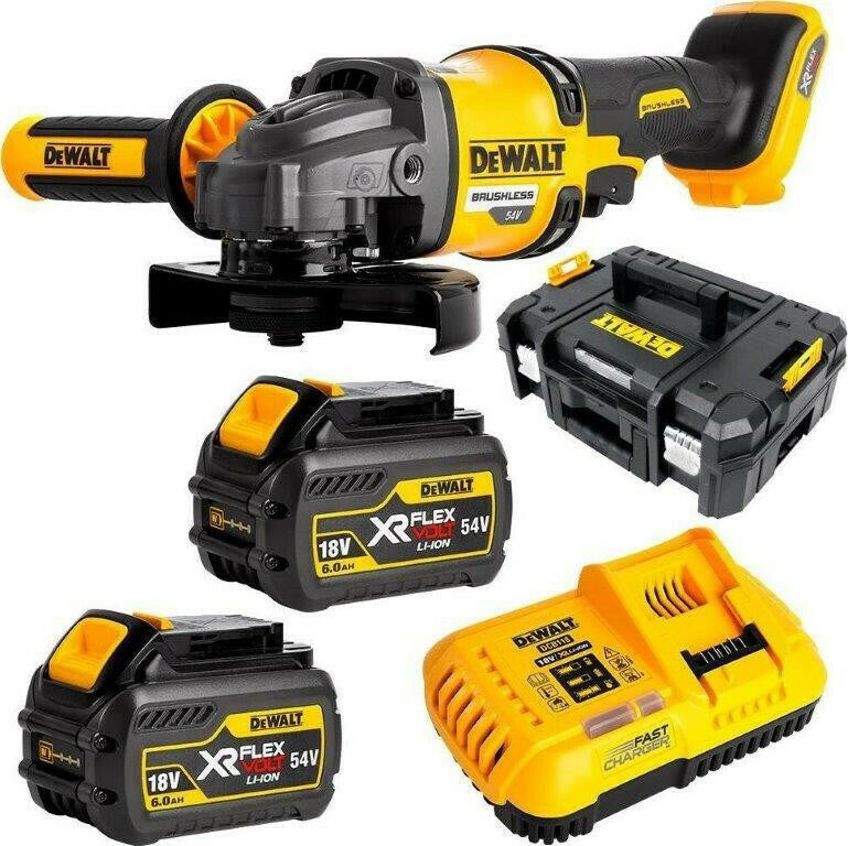 Dewalt Angle Grinder 54V 125mm Battery 2x6Ah DCG414T2