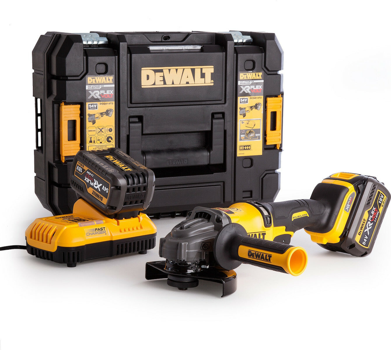 Dewalt Angle Grinder 54V 125mm Battery 2x6Ah DCG414T2