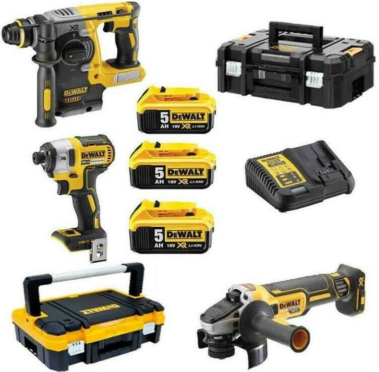 Dewalt 18V Drill & Wrench Set with 3x5Ah Batteries and Case DCK305P3T